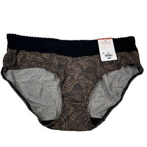 Warner's Women's Size 3XL 10 Panty Brief Hipster Lace Waistband Floral Brown New